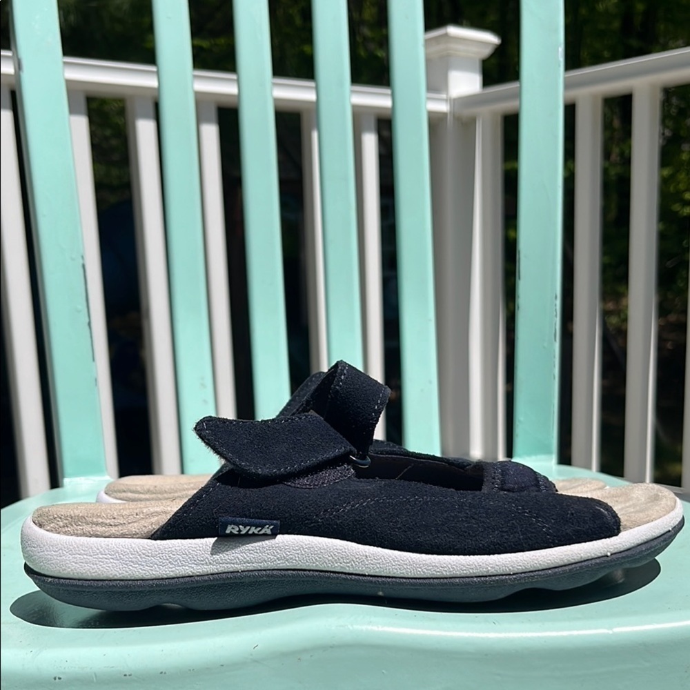 Ryka Women’s Blue Suede Slide Sandals size 8 wide